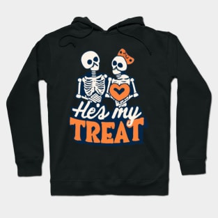 Hes My Treat Skeleton Matching Couple Halloween Hers Hoodie